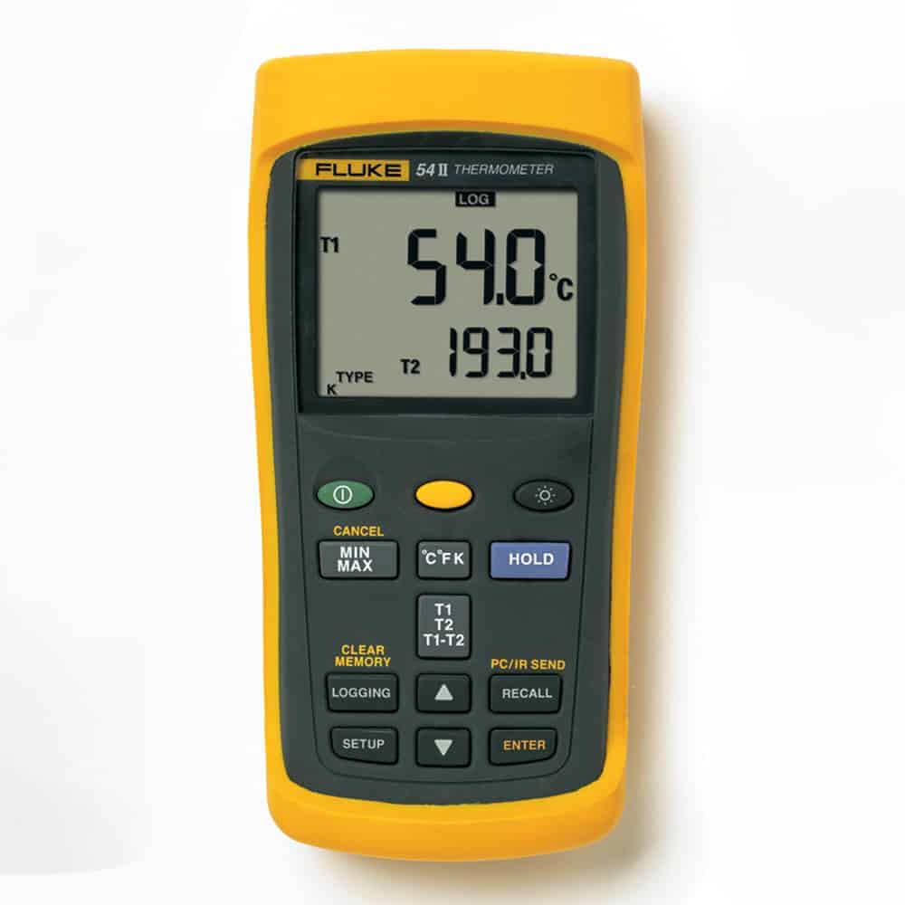 FLUKE 54 II B/50Hz Dual Input Digital Thermometer, -200°C to 1372°C