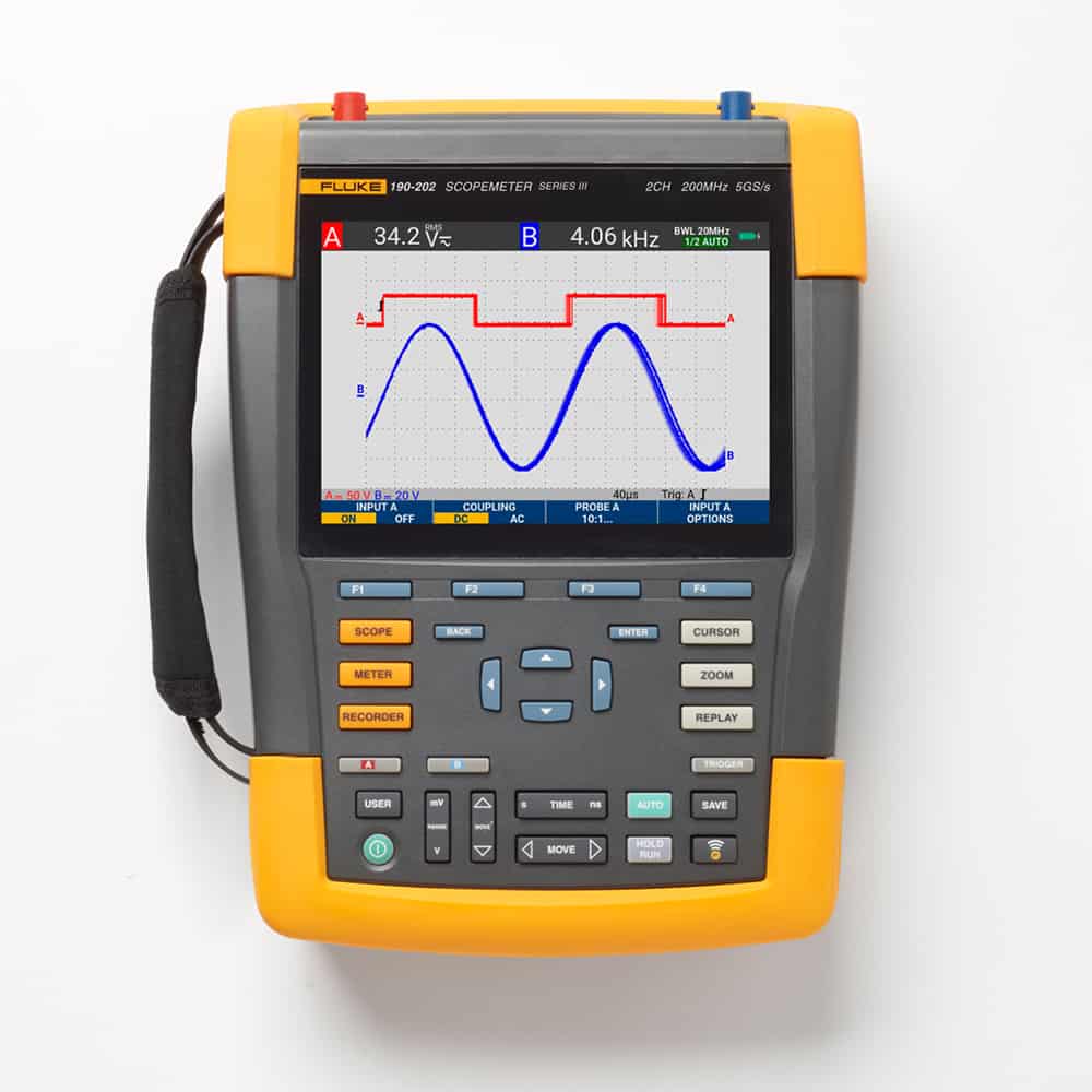 FLUKE 190-202-III Scopemeter® Portable Oscilloscope, 2 Channel, 200MHz, Color