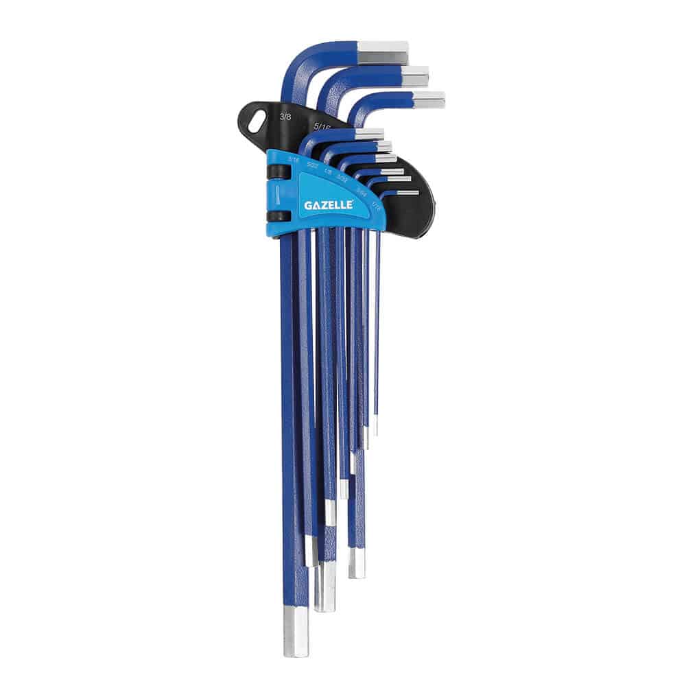 GAZELLE G80134 Long Arm Imperial Hex Key Set 9pc 1/16-3/8
