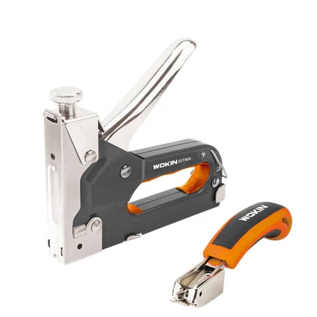 WOKIN 217301 Heavy Duty 3 Way Staple Gun & Staple Remover Set (Industrial)