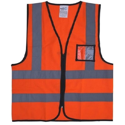 VAULTEX ZKR Reflective Fabric Vest with Zipper & ID Packet with Piping