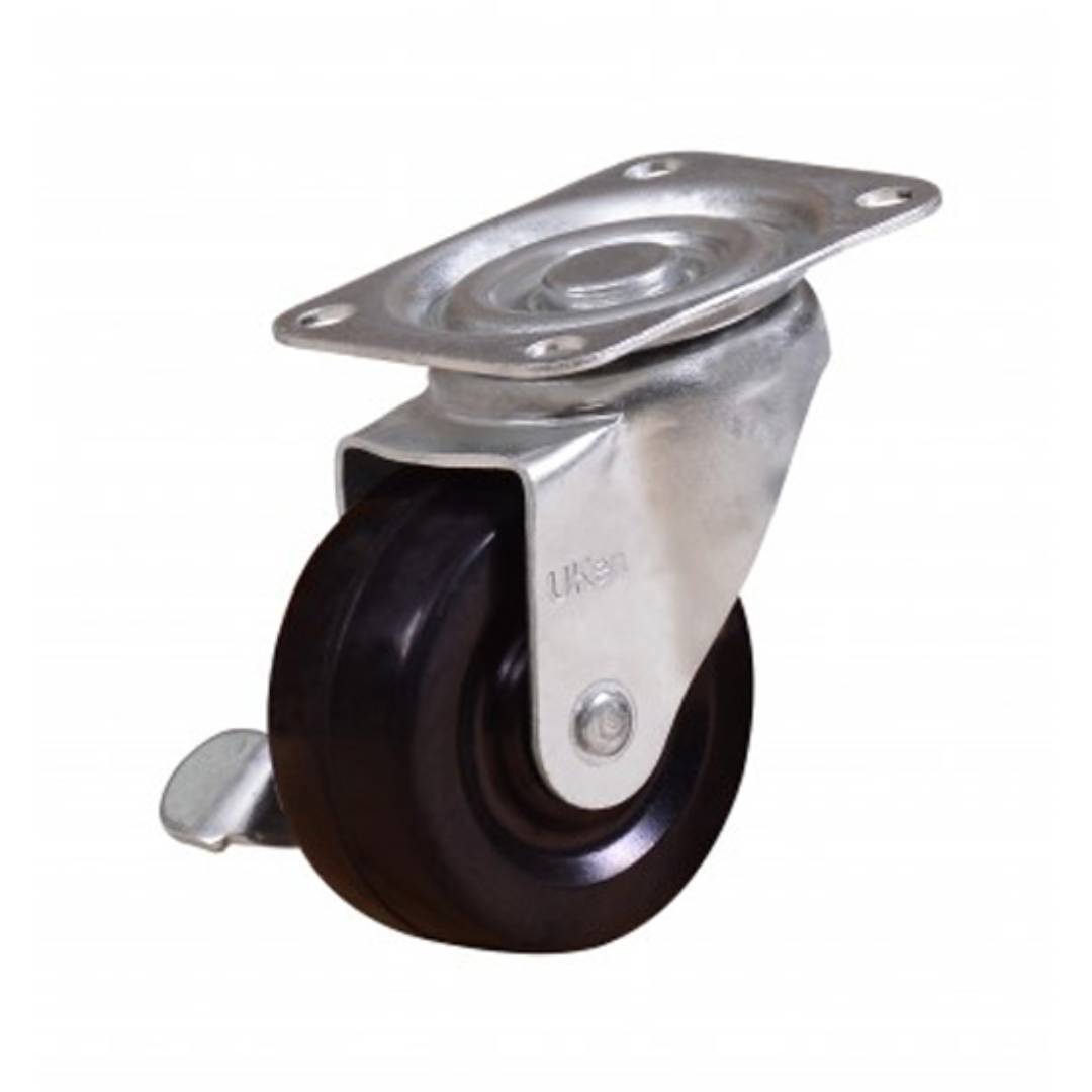UKEN U5350B Caster Wheel Rubber 2" Swivel With Brake
