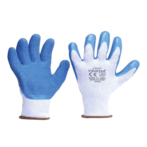 VAULTEX ENH Latex Coated Gloves Blue-white 10 Inch
