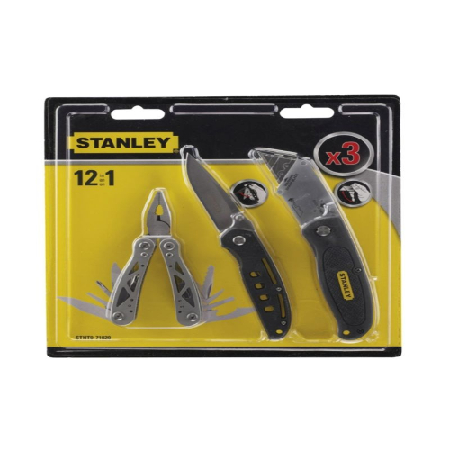 STANLEY Stht0-71029 Multi Tool With Pocket Knife Black - 3 Piece Set