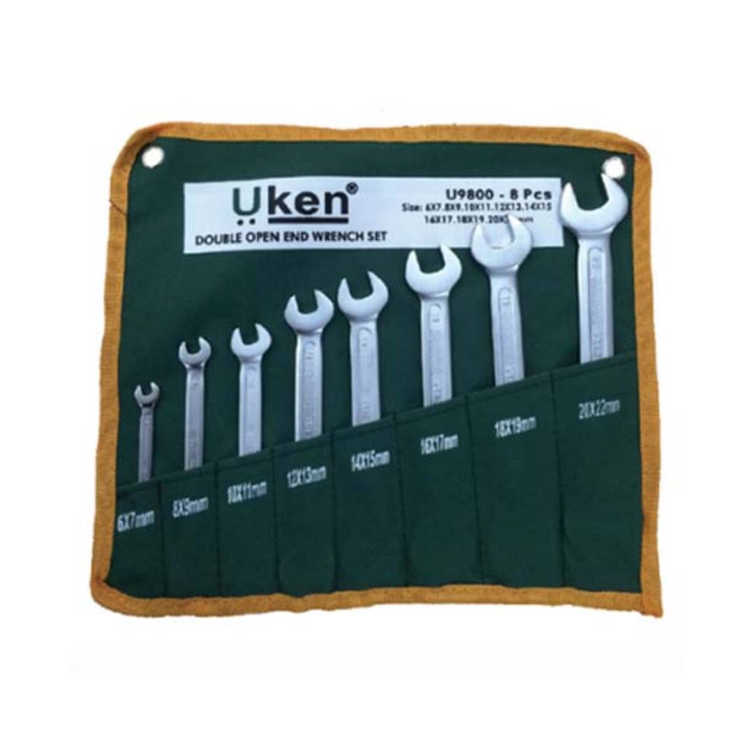 UKEN U9800 Open End Spanner 8 Pcs Set, 6-22Mm