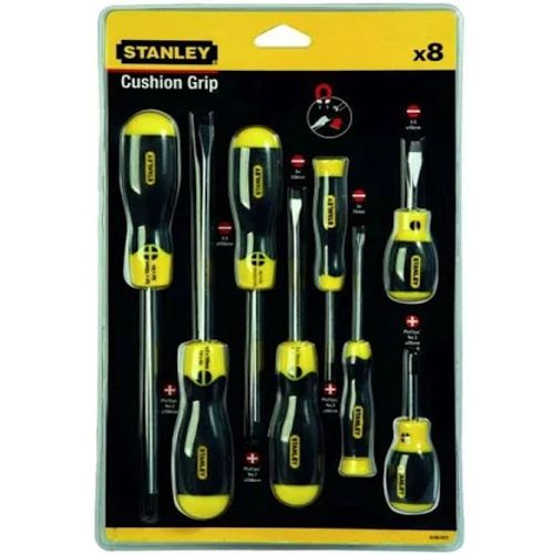 STANLEY 92-004 Cushion Grip Flared And Phillips Yellow/black/silver- 8-piece Set