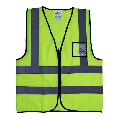 VAULTEX BUP Reflective Fabric Vest with Zipper & ID Packet with Piping