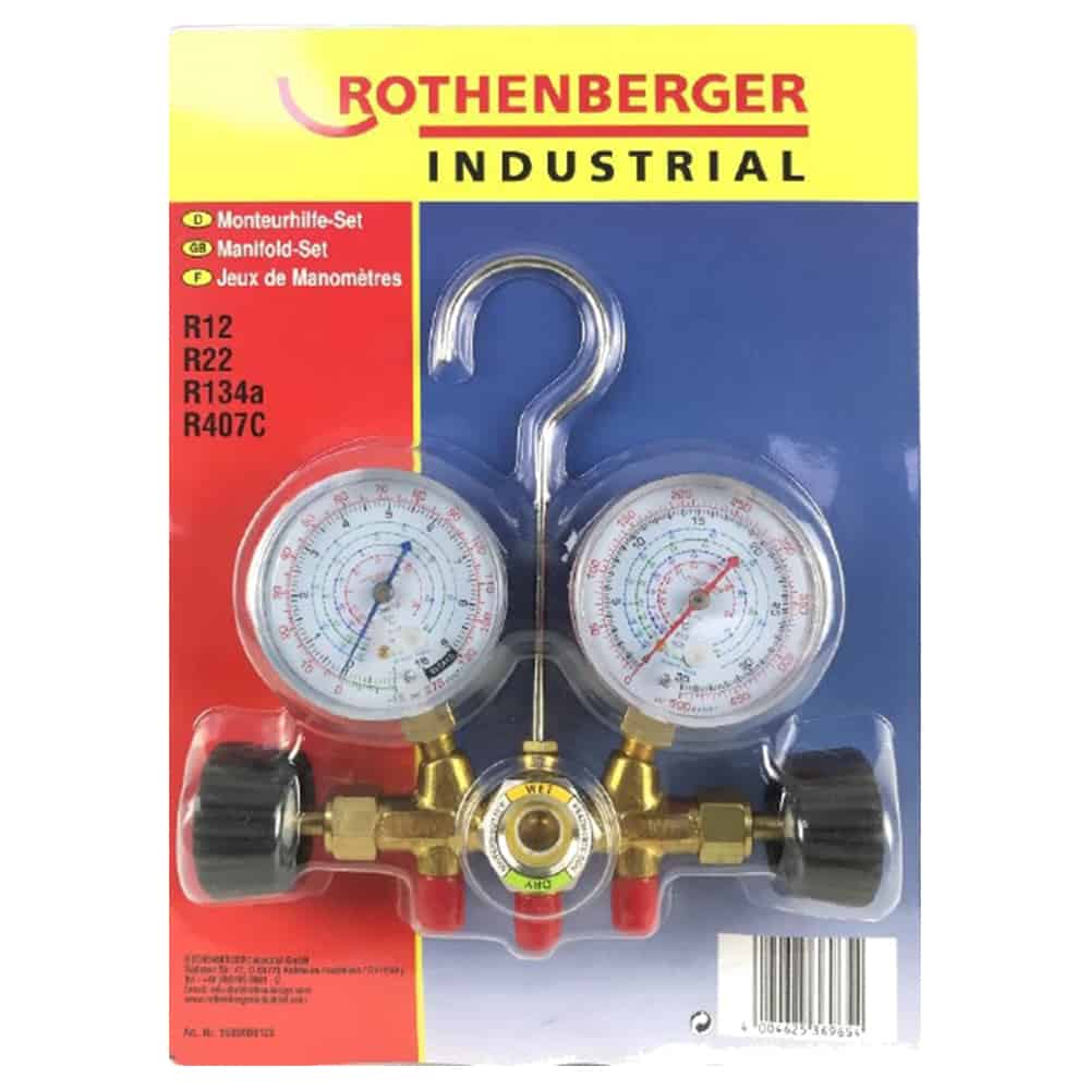 ROTHENBERGER 1500000128 RO-Industrial Manifold Set With Sight Glass, R12-R22-R134A-407C